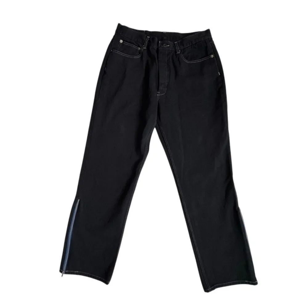 Assembly Black Denim Jeans Button Fly Side Zipper Gorpcore - Picture 2 of 11